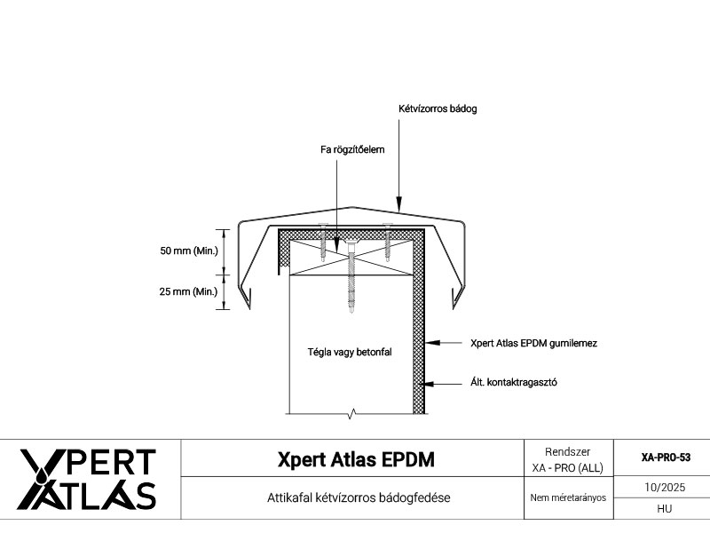 attka részletrajz EPDM lapostető vízszigetelés